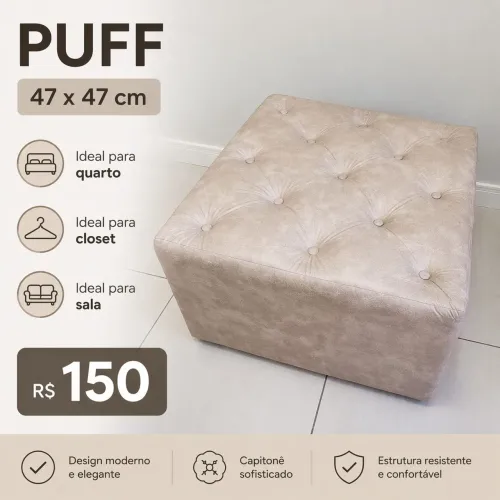 Puff para sala, closet ou quarto.