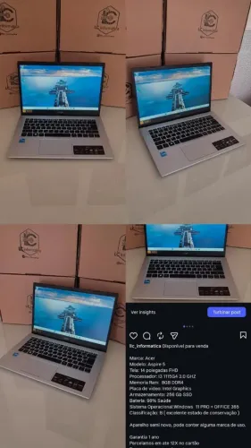 Notebook Acer i3 11 geração,8g de ram, ssd 256gb