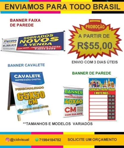 Banner a partir  de R$55,00  