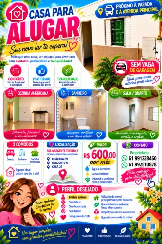 CASA PARA ALUGAR - SOL NASCENTE - TRECHO 2