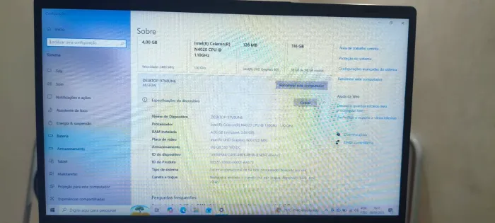Notebook multi ultra Celeron 4gb de ram 128gb de armazenamento