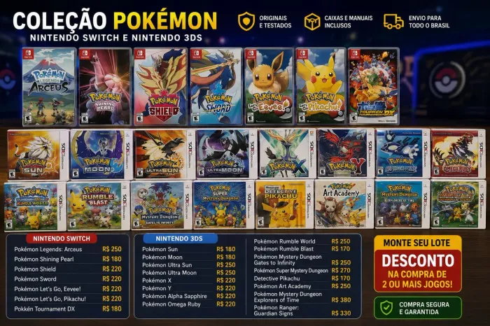 Coleção Pokémon Nintendo Switch e Nintendo 3DS - Originais