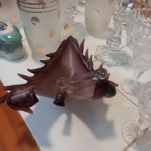 Cinzeiro com apagador de cristal Murano ( Leia a descrição)
