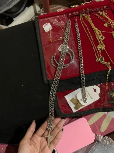 Conjunto pulseira e corrente de aço