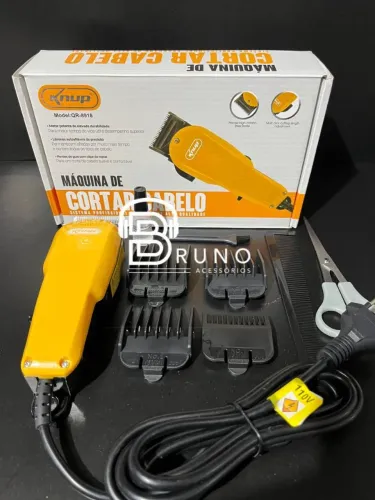 Maquina de Cortar cabelo com fio e pentes amarela