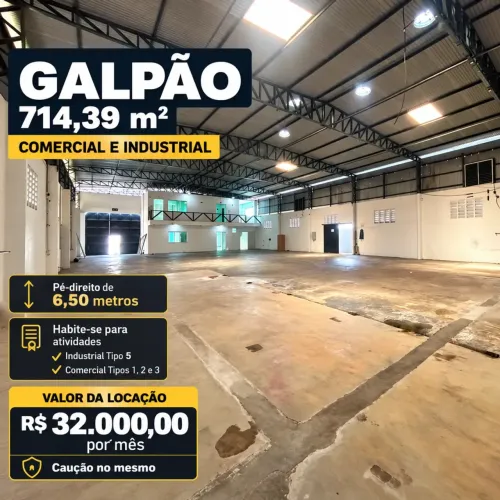GALPÃO COMERCIAL E INDUSTRIAL PARA LOCAÇÃO