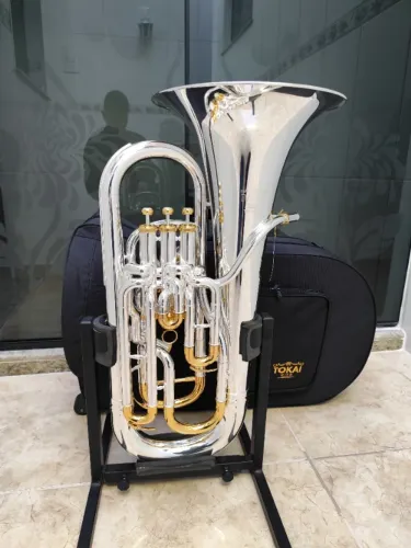 Euphonium Profissional Compensado 3+1 Tokai TEP-600PG Sib - Prata c/ Dourado - NOVO