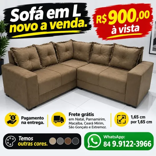 Sofá L novo a venda, com frete grátis em Natal e grande Natal.
