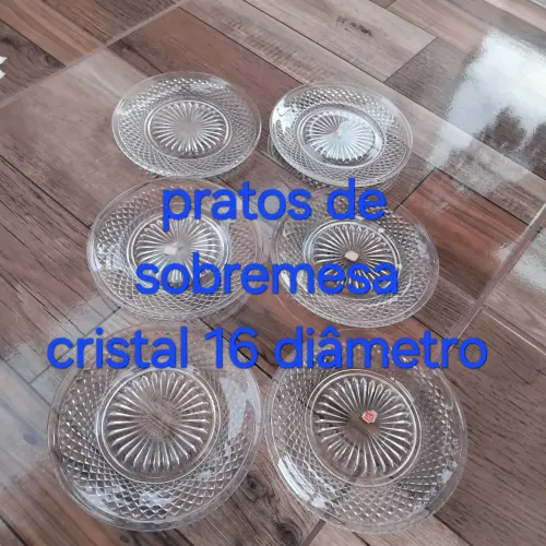 6 pratos de sobremesa cristal antigo 
