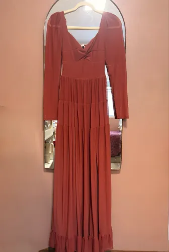 Vestido longo terracota