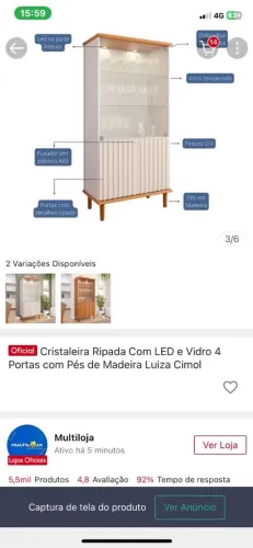 Vende-se cristaleira nova na caixa