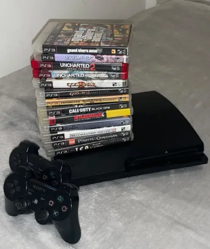 PS3 + Controles + 23 Jogos