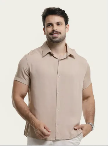 Camisa linho de botão masculina 