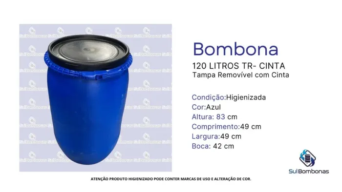 Bombona 120 Litros tampa removível de pressão com cinta