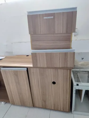 Armário MDF Marrom 2 metros com 3 gavetas