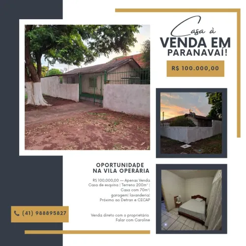 Casa a venda em Paranavai- R$ 100.000,00