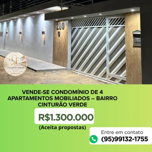 VENDE-SE CONDOMÍNIO DE 4 APTOS MOBILIADOS, Renda mensal aprox R$12k, Cinturão Verde, Boa V