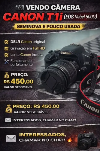 Vendo câmera cano t1i em boas condições