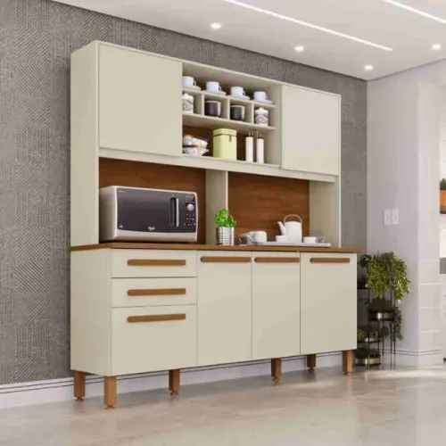 Armário de Cozinha Lara.Lunna 6Pts 2Gvs Arenas Imop - Entrega Rápida!