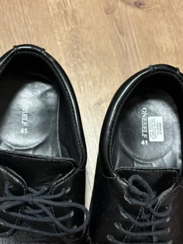 Sapato Social Masculino Oneself Couro Preto 41 Bico Quadrado com Cadarço