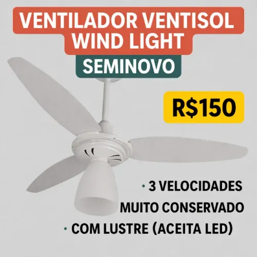 Ventilador Ventisol Wind Light 220v - Seminovo - R$150 - Oportunidade ARACAJU-SE