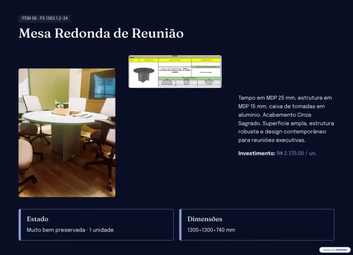 Mesa Reunião Premium Redonda e 5 Cadeiras Flexform Uni | Estado de Novo