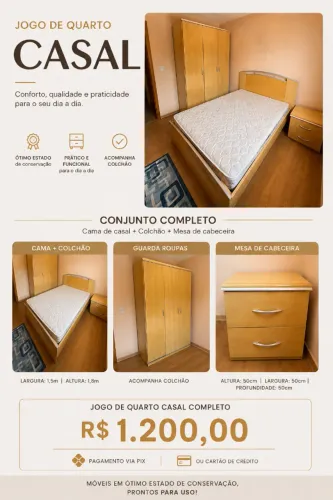 Jogo de quarto casal completo.