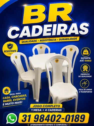 Jogo de Mesa com 04 Cadeiras Plástica Topmil