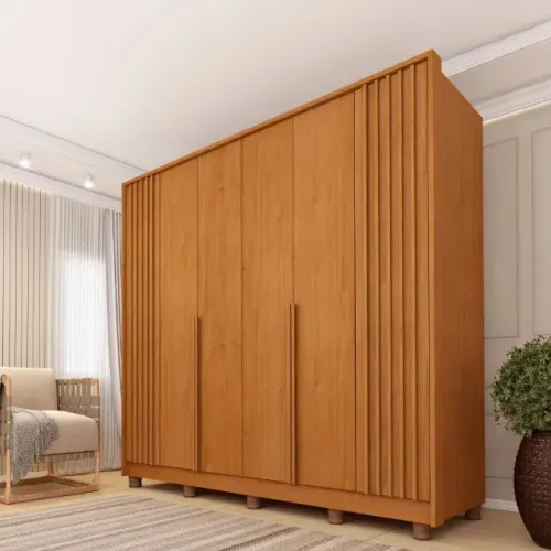 Guarda Roupa Casal 6Ptas 2.44M Detalhe Porta Ripada. Produtos Novos Direto de Fábrica.