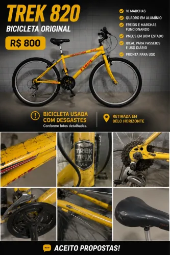 Bicicleta Trek 820 Original Aro 26 - R$ 800