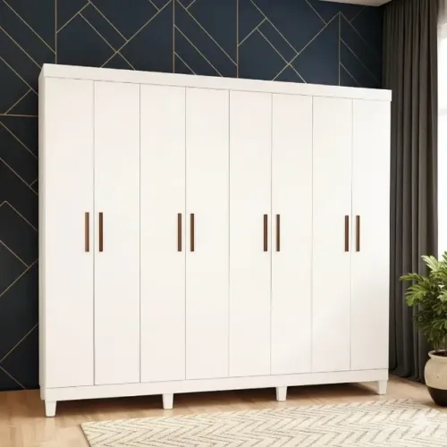Guarda roupa de casal com 8 portas batentes e 4 gavetas internas 