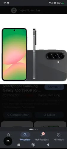 Samsung Galaxy a56 258 GB de memória novo na caixa