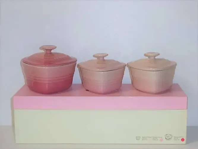Trio Corações Ramekins Com Tampas Rosas Le Creuset