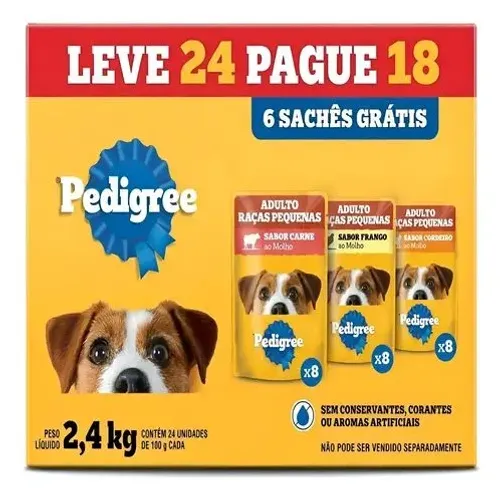 Saches sabores misto pedigree caixa com 24 unidades