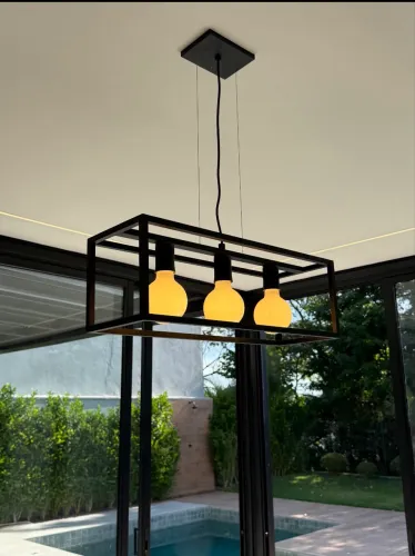 PENDENTE LUSTRE LEROY PRETO | METAL + 3 LEDS