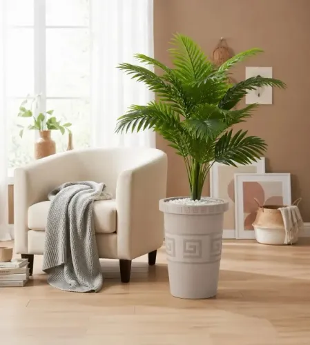 Planta Artificial Palmeira Grande Em Vaso Decoração Areia