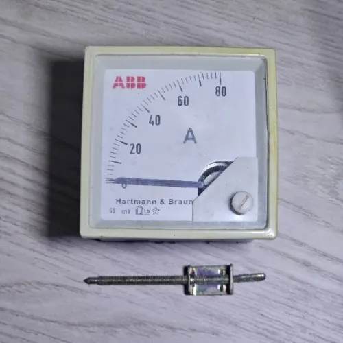 Amperímetro Painel ABB Hartmann Braun BM 72x72 80A 60mV Analógico Não Testado