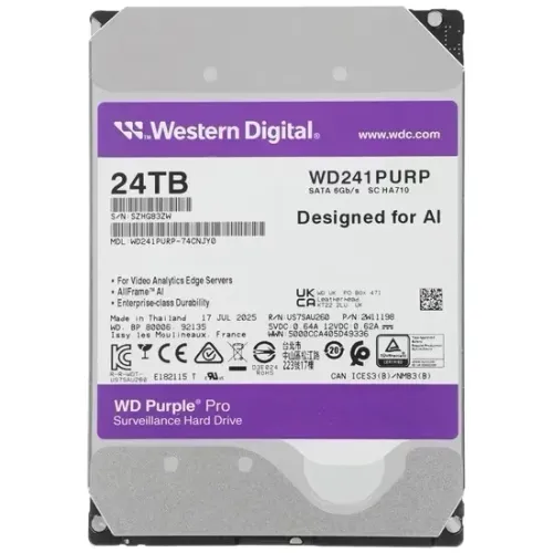 HD Western Digital WD Purple Pro WD241PURP 24TB 3.5" 7200RPM 512MB - Lacrado na caixa!