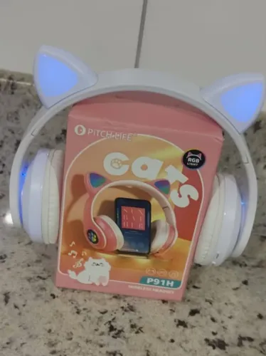 Fone De Ouvido Headset Sem Fio Gatinho Orelinha