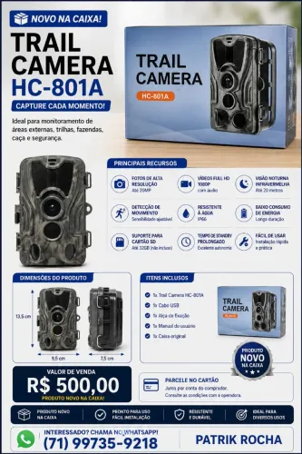 ? Câmera de Trilha HC-801A - Nova na Caixa | Visão Noturna | R$ 500,00