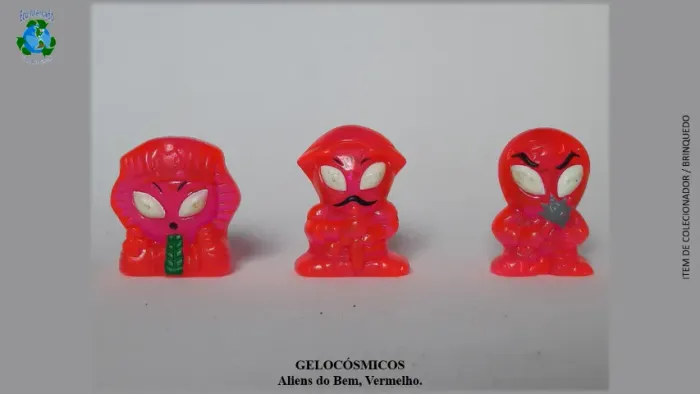 GELOCÓSMICOS: Aliens do Mal, Vermelhos, Fosforescentes. Originais, Coca-Cola.