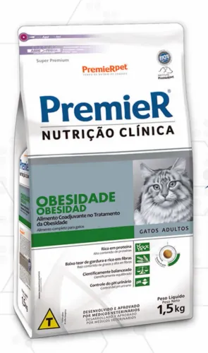 03 Ração Premier Nutrição Clínica Obesidade para Gatos Adultos - 1,5 kg