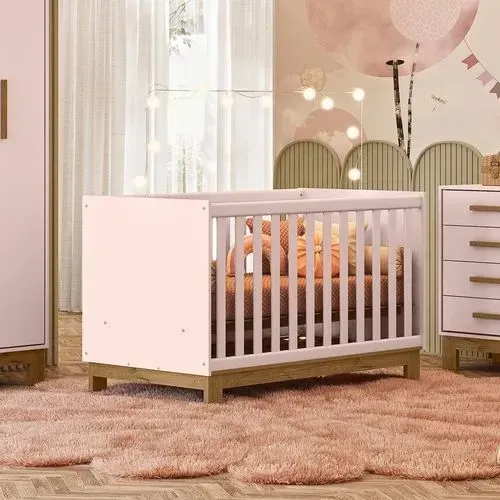 Berço Mini Cama 2 em 1 Slim - Rosa Acetinado