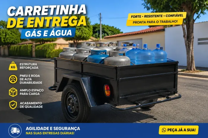 Carretinha/Sidecar Reforçada para Gás/Água - Totalmente Reformada! ?