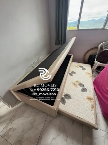 Cama box completa Baú Para solteiro com Cama estruturada Auxiliar 88x1,88 D33 Baú Blindad