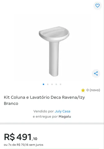 Kit pia com coluna banheiro