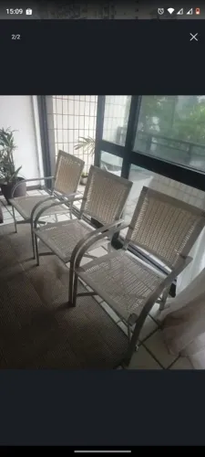 Conjunto terraço em alumínio e vime 