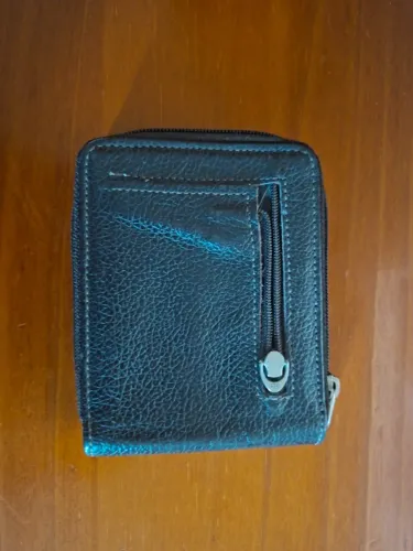 Carteira Masculina Preta Couro Com Zíper Total Porta Cartões E Moedas