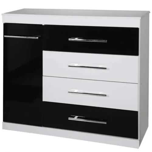 COMODA 4 GAVETAS 2 PRATELERIAS E 1 PORTA ALTO BRILHO UV MDP/MDF