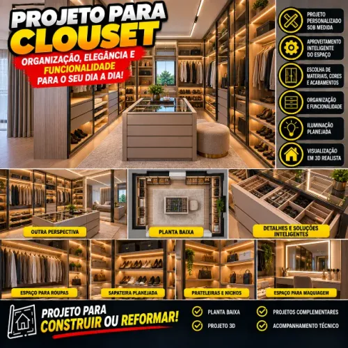 PROJETO PARA CLOUSET SOB MEDIDA APARTIR DE 100 RS